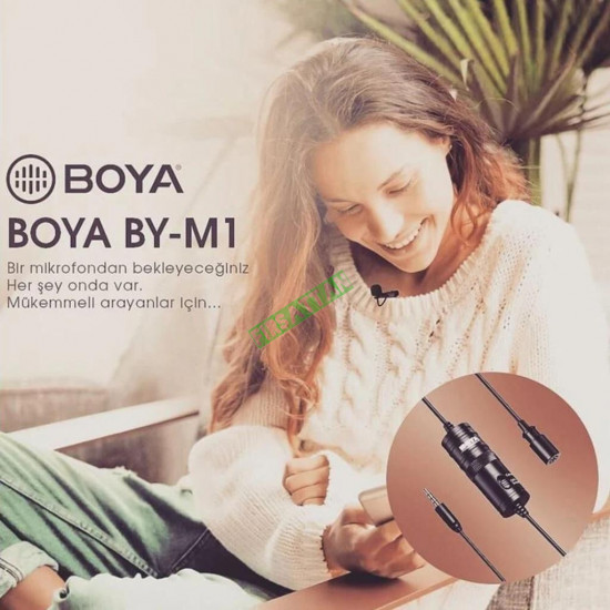 Youtuber Vlogger Canlı Yayın Mikrofonu Boya BY-M1 Yaka Mikrofonu 6 Metre Youtuber Vlogger Canlı Yayın Mikrofonu Boya BY-M1 Yaka Mikrofonu 6 Metre