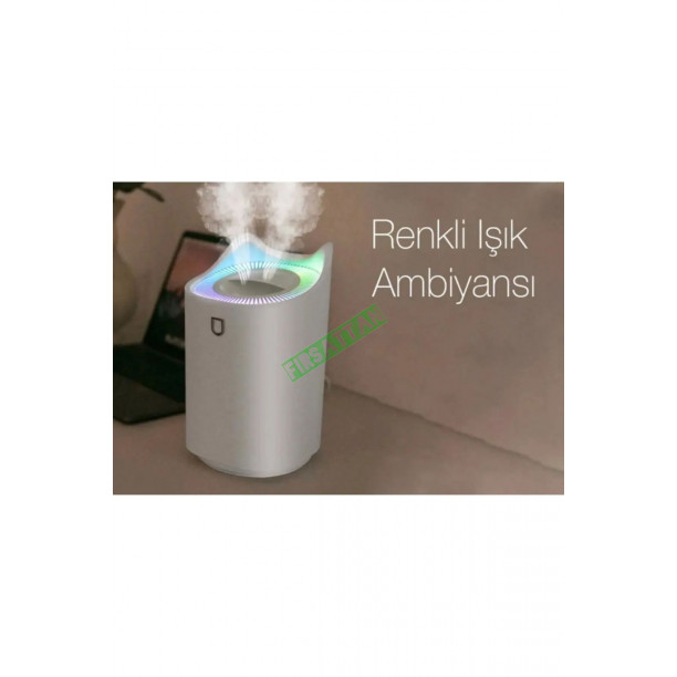 Büyük Boy Hava Nemlendirici Çift Çıkışlı Buhar Makinesi Aroma Difüzör 3300 Ml Işıklı Ambians