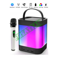 Fırsattan Z9 Karaoke Hoparlör  Taşınabilir Bluetooth Hoparlör Mikrofon Seti SD, USB, Radyo, RGB Işıklı Ses Bombası beyaz