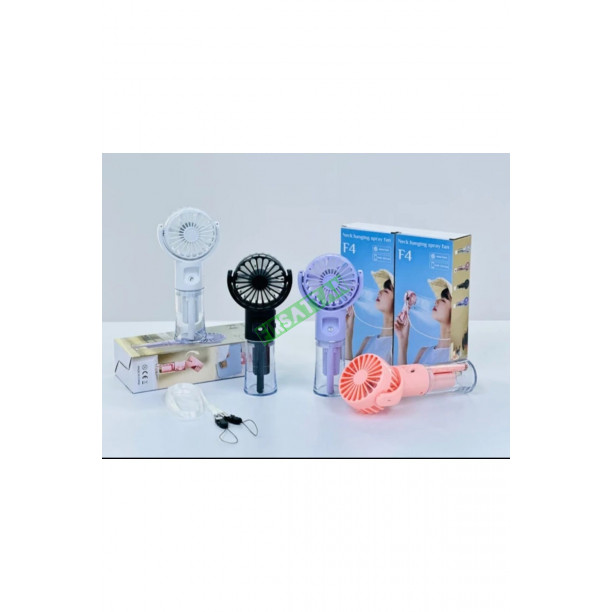 F4 2 in 1 USB Mini Fan ve Nemlendirici Boyun Askı İpli