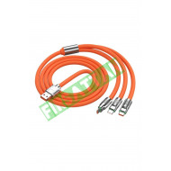 3 In 1 USB To type-c Micro usb Lightning 120 w hızlı turbo şarj kablosu