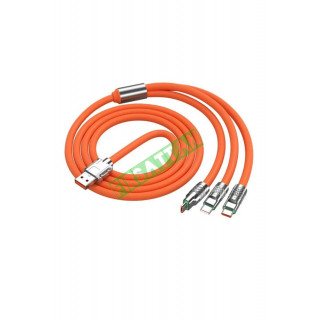 3 ü 1 Arada Süper Hızlı 120W 6A Şarj Kablosu 