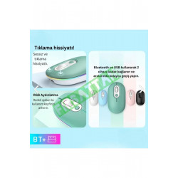 M1 Kablosuz Mouse Bluetooth Wireless Çift Mod lu USB 2.4g Şarj Edilebilir 800/1200/1600dpi Rgb Fare