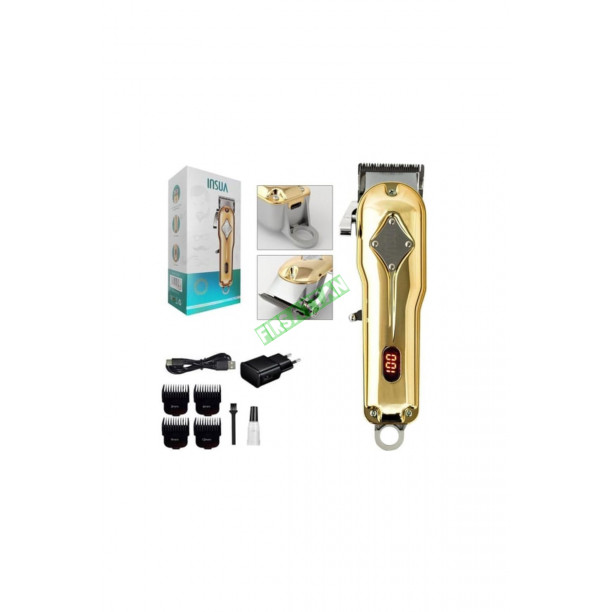 INSUA HK-770 Profesyonel Şarjlı LED Ekranlı Tıraş Makinesi Gold