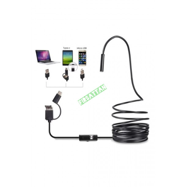 Endoskop Kameralı Boru muayene cihazı 3in1 2MT 5.5mm  USB kablosu  Borescope Su geçirmez