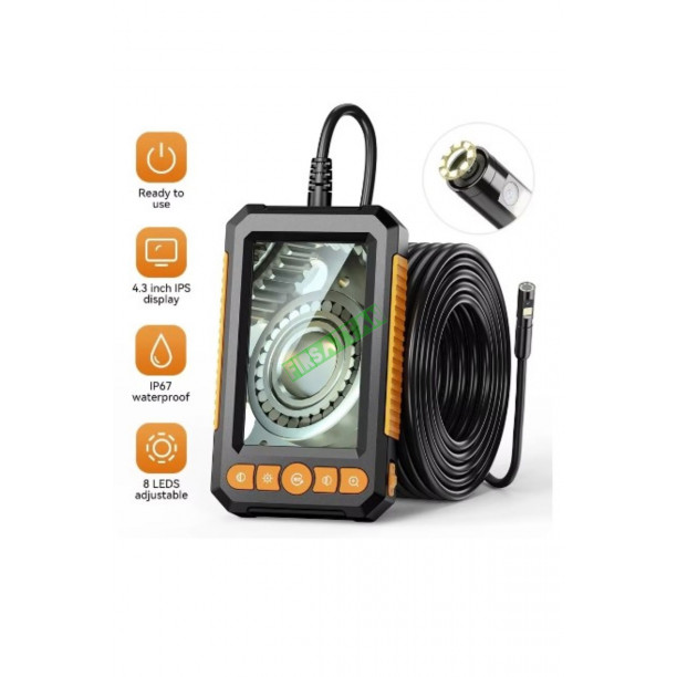 Endüstriyel endoskop kamera 10 mt  1080P 4.3  çift Lens LED ile HD1080P a Borescope IP67 su geçirmez