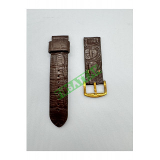 22 mm Gerçek Deri El Yapımı Eskitme Saat Kordonu Kahverengi Desenli