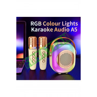 A5 Mini Bluetooth Hoparlör Çift Mikrofon Rgb Işık Ses Değişimi Aux Tf Kart U Disk Oynatma Karaoke