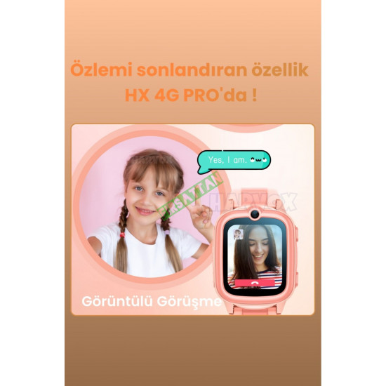 HARWOX HX 4G PRO Görüntülü Görüşmeli Akıllı Çocuk Takip Saati BTK Kayıtlı Pembe HARWOX HX 4G PRO Görüntülü Görüşmeli Akıllı Çocuk Takip Saati BTK Kayıtlı Pembe