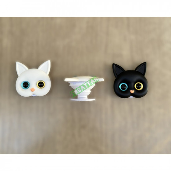 Renkli Gözlü Kedi Hello Kitty Telefon Tutacağı Siyah çift renk Renkli Gözlü Kedi Hello Kitty Telefon Tutacağı Siyah çift renk
