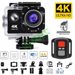 4K Aksiyon Kamera 1080P/30FPS Wifi 2.0 Sualtı Su geçirmez Kask Video Kayıt Kamera Spor Kameralar açık Mini kamera Uzaktan  Kumandalı