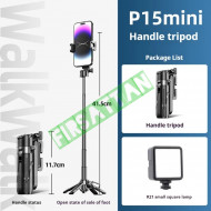 P15 Mini Selfie Çubuğu 41.5 cm Mini Grip Quadripod  Aluminum Uzaktan Kumandalı