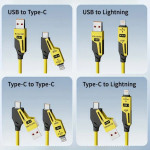 65w Çoklu 4in1 USB Type-C ve Lightning Android Auto - CarPlay Kısa Şarj Ve Data Kablosu 1.5M