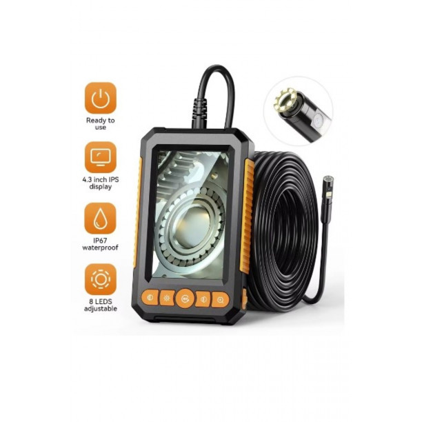 Endüstriyel endoskop kamera 10 mt  1080P 4.3  çift Lens LED ile HD1080P a Borescope IP67 su geçirmez