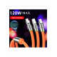 3 In 1 USB To type-c Micro usb Lightning 120 w hızlı turbo şarj kablosu 3 In 1 USB To type-c Micro usb Lightning 120 w hızlı turbo şarj kablosu