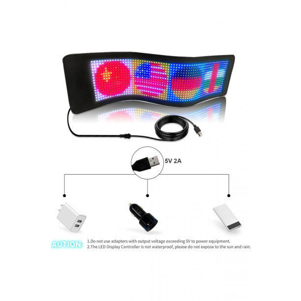 Piksel Panel, USB Esnek LED Kayan Metin Animasyon Ekranı, Bluetooth App, 16X32 Led ler 7X17CM