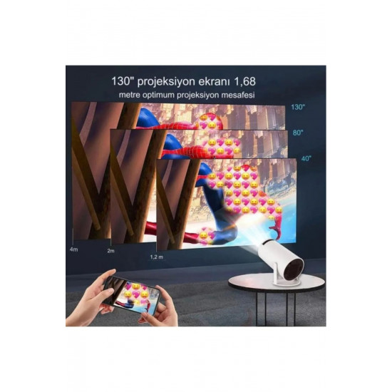 HY300 Taşınılabilir Projeksiyon Projektör Cihazı Mini Projektör LED Projektör 4K Projektör HY300 Taşınılabilir Projeksiyon Projektör Cihazı Mini Projektör LED Projektör 4K Projektör
