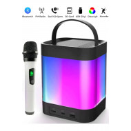 Z9 Karaoke Hoparlör Taşınabilir Bluetooth Hoparlör Mikrofon Seti Sd,usb,radyo Rgb Işıklı Ses Bombası
