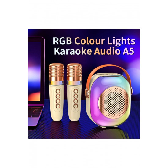 A5 Mini Bluetooth Hoparlör Çift Mikrofon Rgb Işık Ses Değişimi Aux Tf Kart U Disk Oynatma Karaoke A5 Mini Bluetooth Hoparlör Çift Mikrofon Rgb Işık Ses Değişimi Aux Tf Kart U Disk Oynatma Karaoke