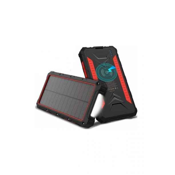 Solar Enerjili Wireless Özellikli 20000 Mah Solar Powerbank - 2+1 Çıkışlı