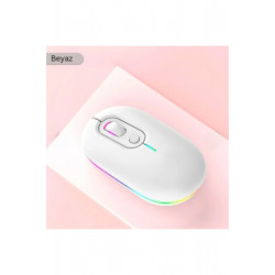 M1 Kablosuz Mouse Bluetooth Wireless Çift Mod lu USB 2.4g Şarj Edilebilir 800/1200/1600dpi Rgb Fare