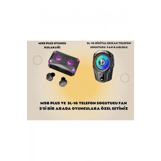 M98 Plus Gaming Kulaklık+Sl-16 Digital Ekranlı Cep Telefon Sogutucu Fan Oyuncu Seti M98 Plus Gaming Kulaklık+Sl-16 Digital Ekranlı Cep Telefon Sogutucu Fan Oyuncu Seti