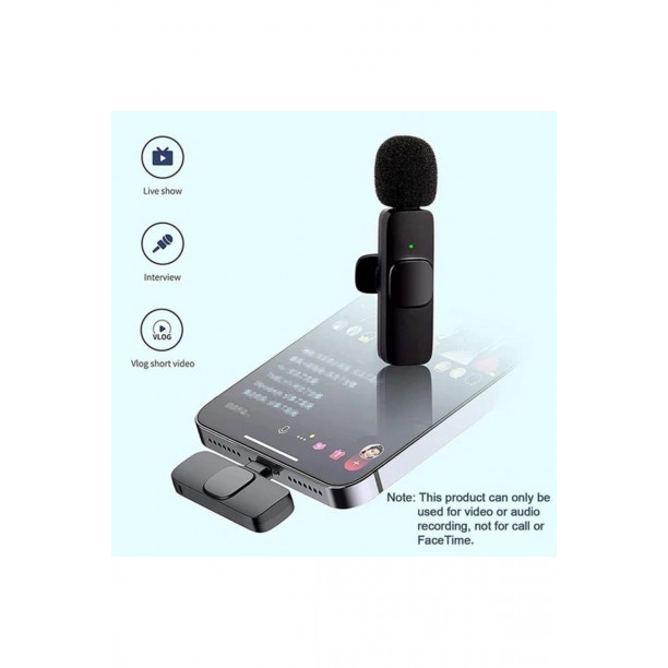 K9 Kablosuz Yaka Mikrofonu Lightning 2 li Mini Mikrofon Youtube Tik Tok 2 Adet