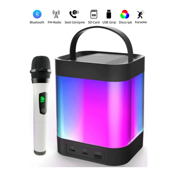 Z9 Karaoke Hoparlör Taşınabilir Bluetooth Hoparlör Mikrofon Seti Sd,usb,radyo Rgb Işıklı Ses Bombası