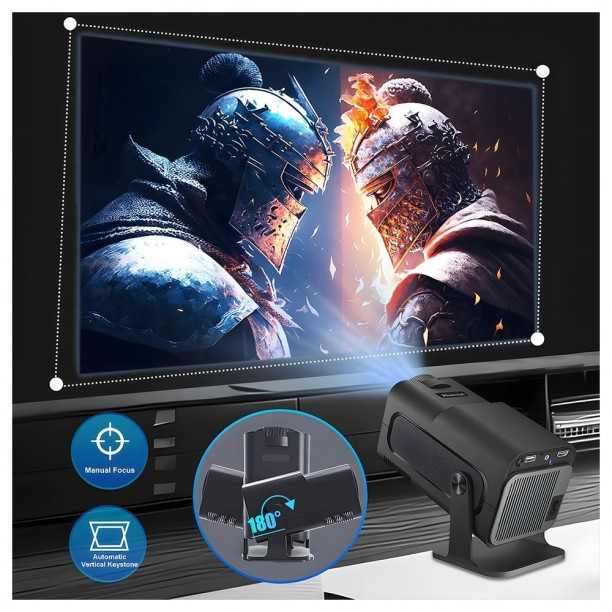 HY320 Mini Siyah Taşınabilir Sinema Projeksiyon Cihazı Ev Sineması Bluetooth Android Projeksiyon