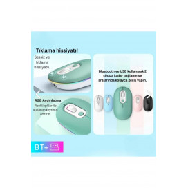 M1 Kablosuz Mouse Bluetooth Wireless Çift Mod lu Şarj Edilebilir