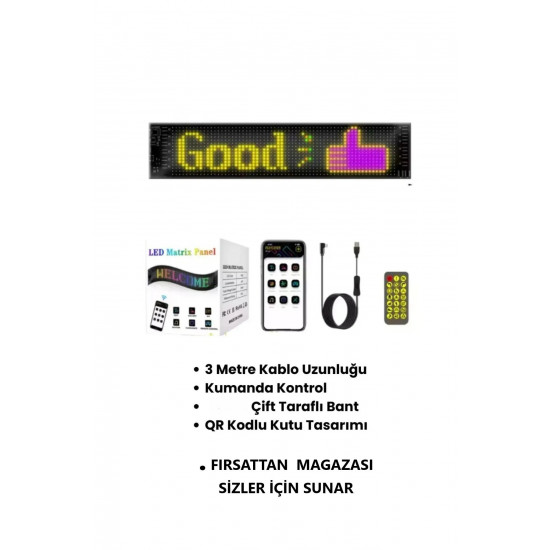 Araç LED Kayan Yazı Emoji Matrix Panel Kişiselleştirilebilir Telefon App Kontrollü Uzaktan Kumandalı Araç LED Kayan Yazı Emoji Matrix Panel Kişiselleştirilebilir Telefon App Kontrollü Uzaktan Kumandalı