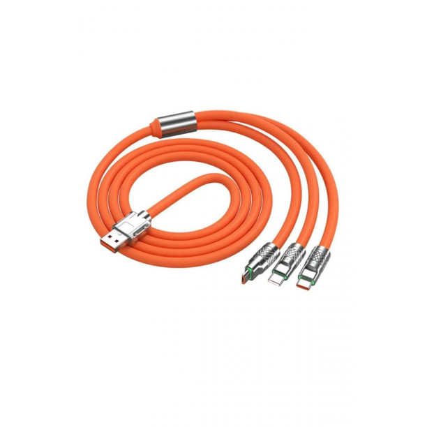 3 In 1 USB To type-c Micro usb Lightning 120 w hızlı turbo şarj kablosu