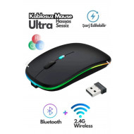 Bluetooth Wireless Kablosuz Mouse Çift Modlu Usb 2.4g Şarj Edilebilir 800/1200/1600dpi Rgb Led