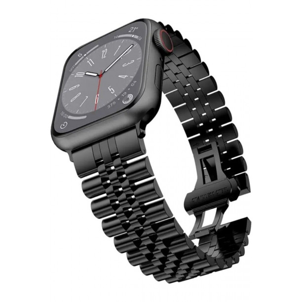 Apple Watch 42 - 49MM Uyumlu Paslanmaz Çelik Ayarlanabilir Rolex Metal Kordon