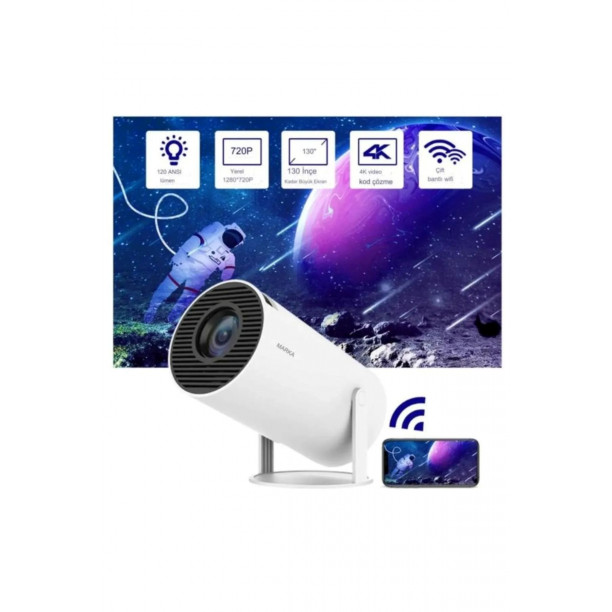HY300 Taşınılabilir Projeksiyon Projektör Cihazı Mini Projektör LED Projektör 4K Projektör
