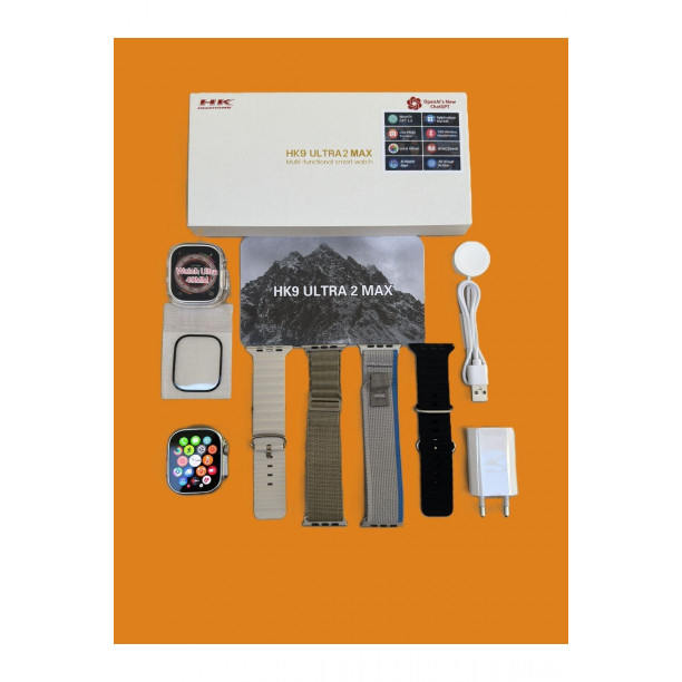 Hk9 Ultra2 Max 49mm Akıllı Saat Chat Gpt/dahili Hafıza/3d Animasyon Super Amoled Adaptörlü set