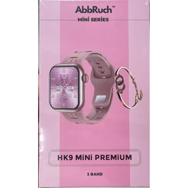 HK 9 MİNİ PREMİUM 41 MM ROSE RENK 3 KORDON EKRAN KORUYUCU VE TAŞLI BİLEKLİK  HEDİYELİ