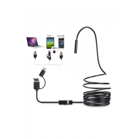 Endoskop Kameralı Boru muayene cihazı 3in1 2MT 5.5mm USB kablosu Borescope Su geçirmez Endoskop Kameralı Boru muayene cihazı 3in1 2MT 5.5mm USB kablosu Borescope Su geçirmez