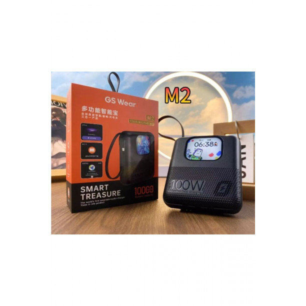 10.000 Mah POWERBANK 100 W Akıllı Saat Özelliklerine Sahip Ekranlı ve Speaker Müzik Çalma Özellikli